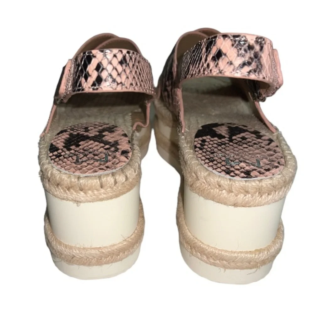 NEW Marc Fisher LTD Gandy Pink Leather Snakeskin Espadrille Platform Sandals